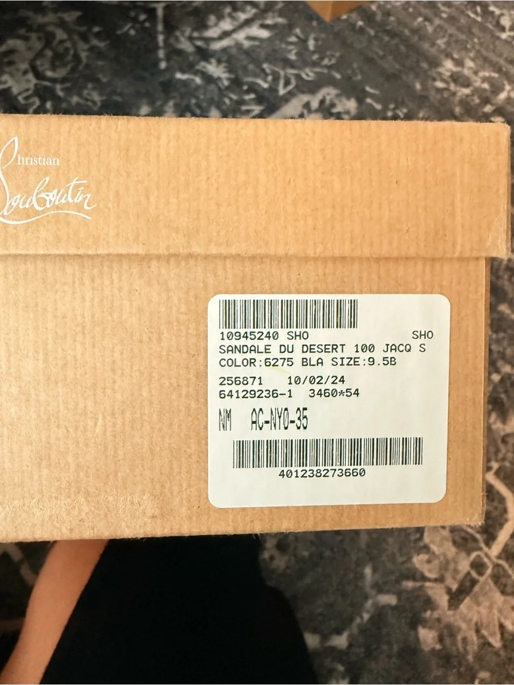 Christian Louboutin Black & White Printed Ankle-Tie Stilettos